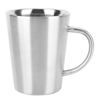 350 ml Double-Wall Stainless Steel Drinking Cup with Handle for Beer, Tea, Water, and Milk (Silver)
