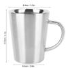 350 ml Double-Wall Stainless Steel Drinking Cup with Handle for Beer, Tea, Water, and Milk (Silver) view 3