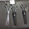 2-Piece Black Cowhide Leather Scissor Sheaths view 3