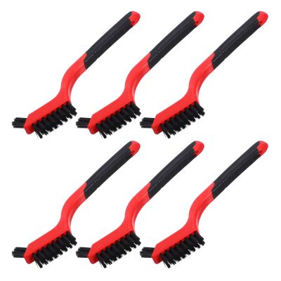 GALPADA Cleaning Brushes with Ergonomic Nylon-PU Handle, 6 Pieces, Double-Sided Brush Head for Turtle Shells and Aquarium Accessories