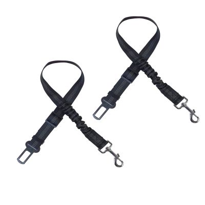 2-Pack Dog Car Safety Belts for Ford F-150, Adjustable Reflective Dog Seat Belts with Elastic Shock Absorption, Black