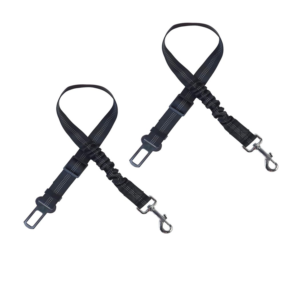 2-Pack Dog Car Safety Belts for Ford F-150, Adjustable Reflective Dog Seat Belts with Elastic Shock Absorption, Black