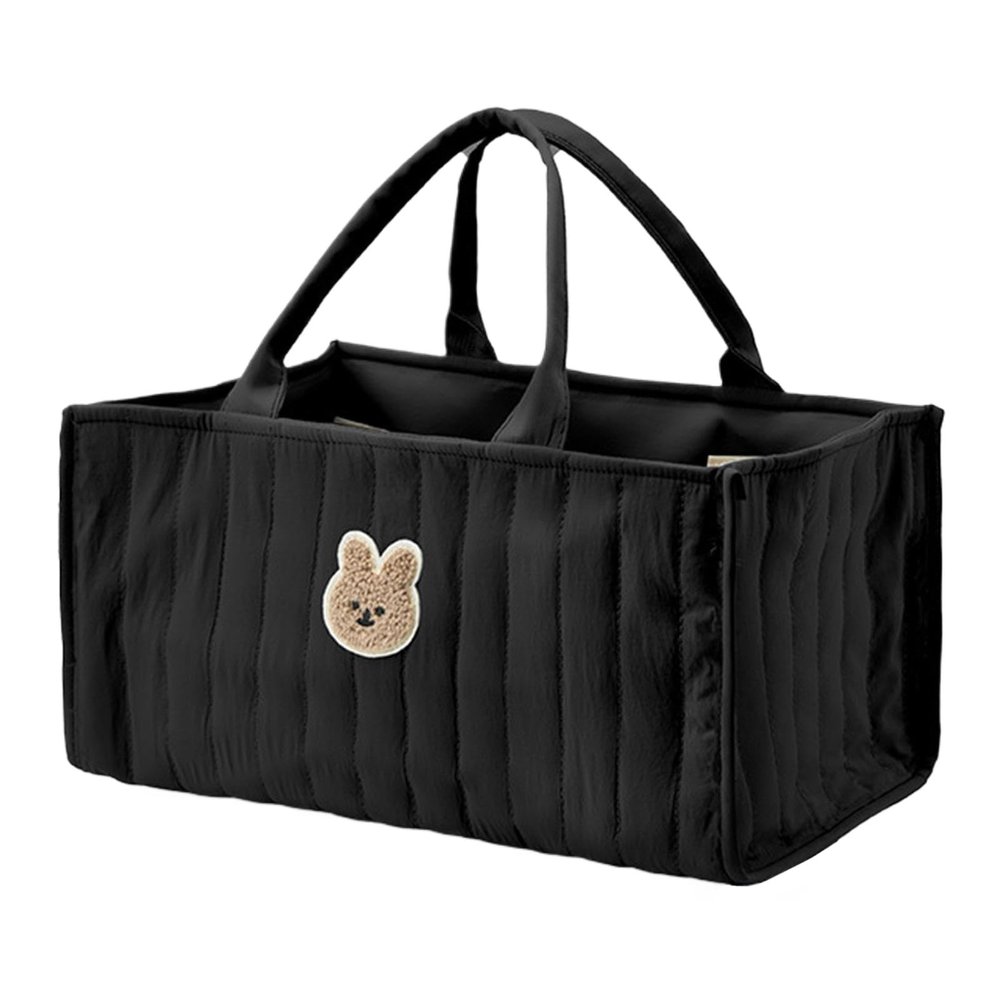 Introti Portable Baby Diaper Bag with Handles and Compartments, Black, One Size
