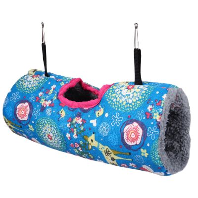 JEWEDECO Hamster House Warm Bed Nest Hanging Tunnel with 2 Metal Hooks