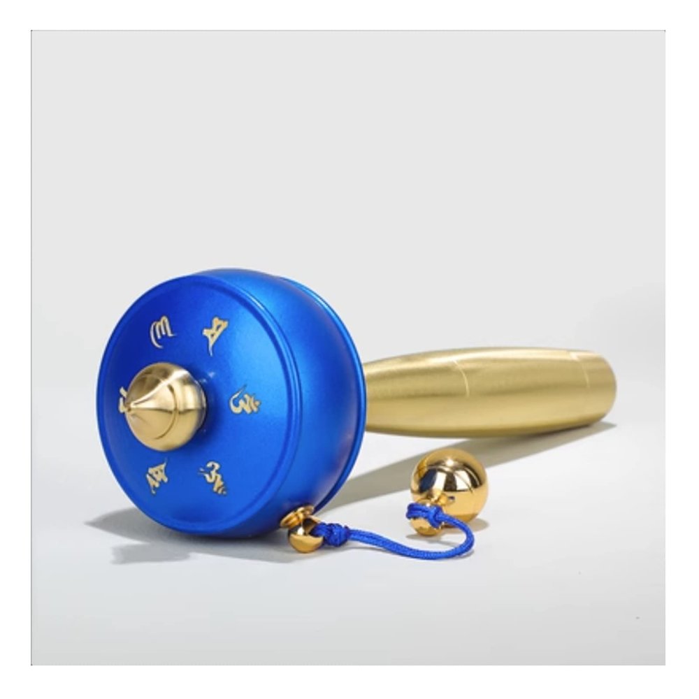 Tibetan Prayer Wheel, Handheld Buddhist Prayer Wheel for Blessing, Meditation, Relaxation and Yoga, 1 Piece (Blue)
