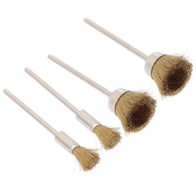 Copper Nail Brush, 4-Piece Set for Drill and Sanding Bits