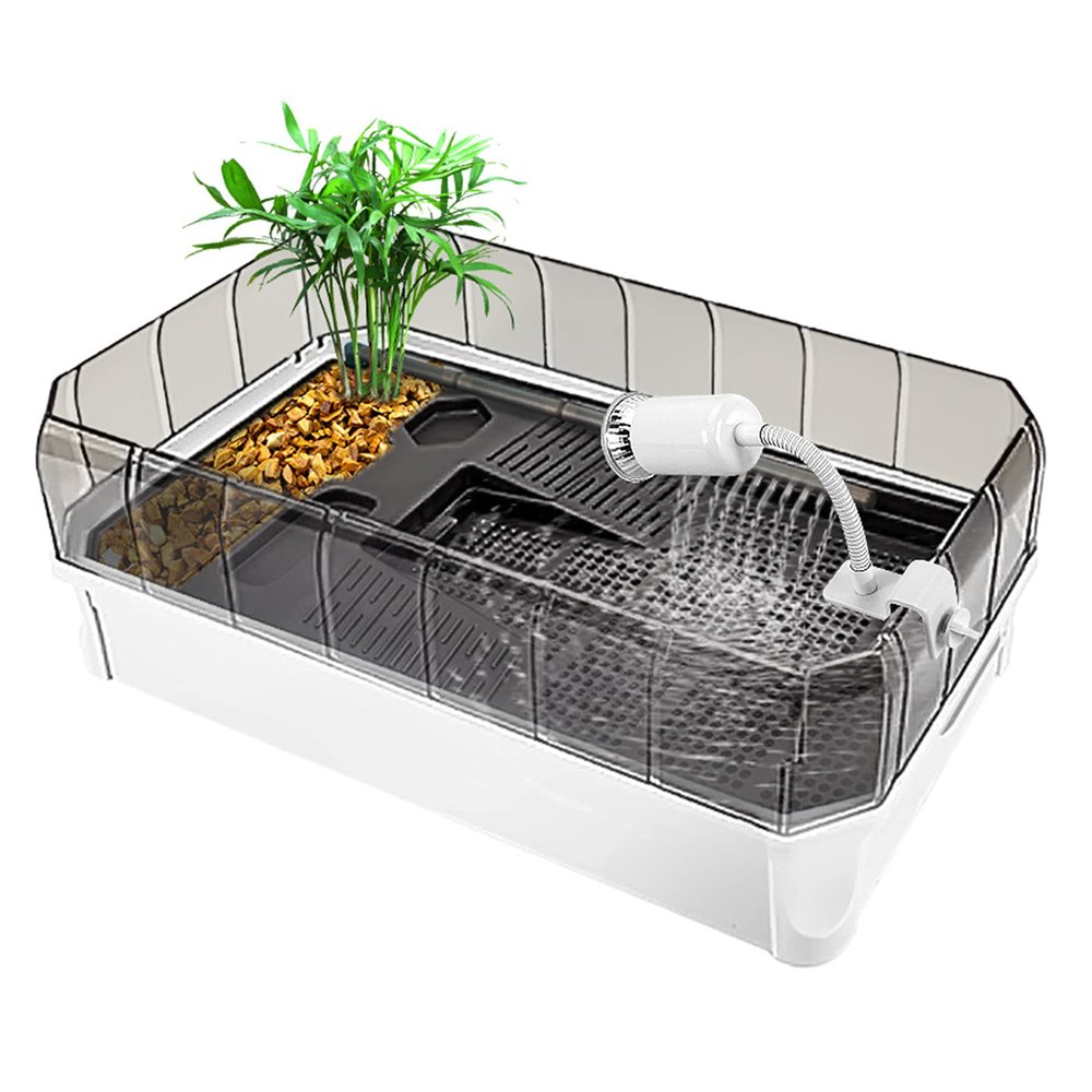 Turtle Tank Aquarium Habitat Kit with Platform and Plants, Easy Water Changes, Durable Design for Aquatic Reptiles
