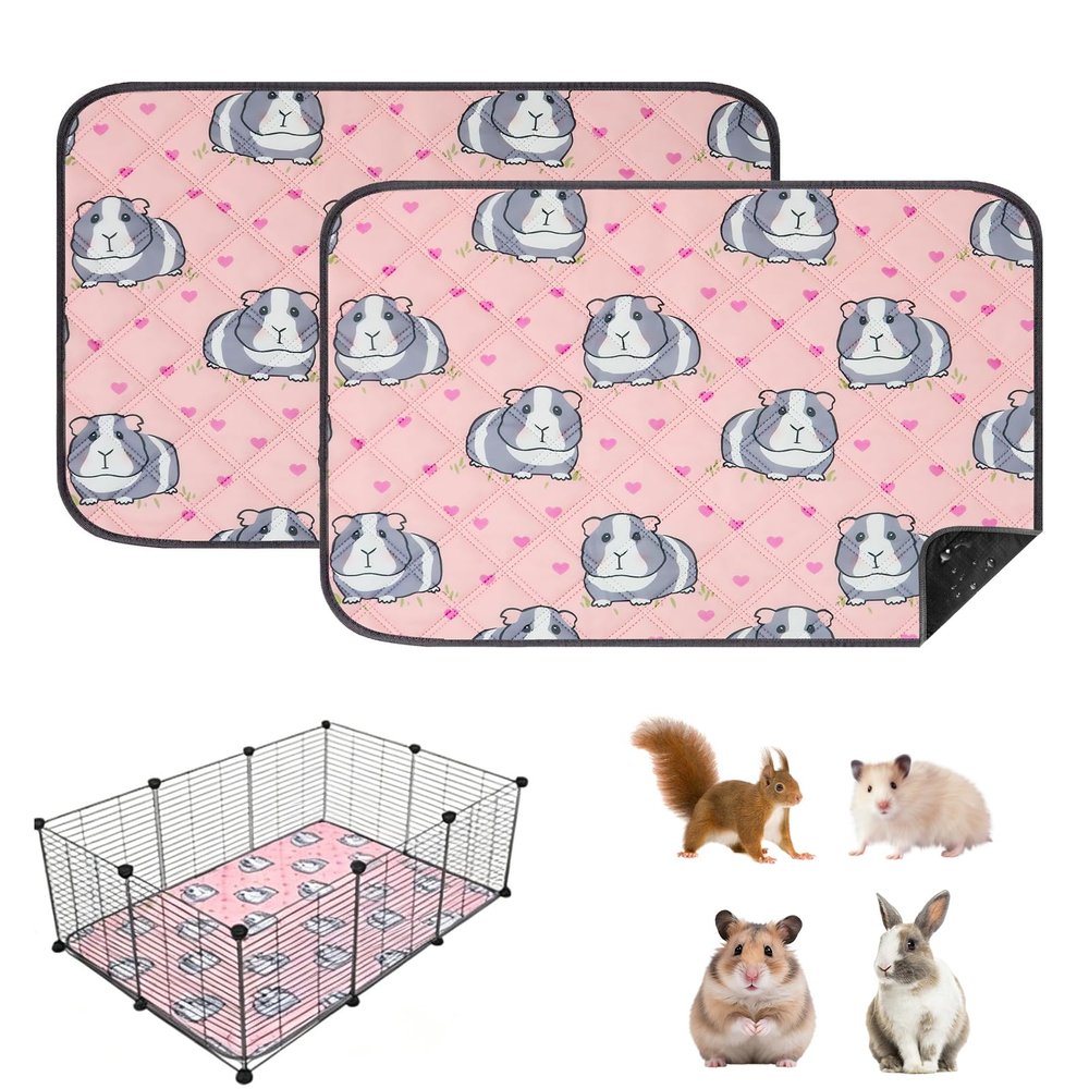 2-Pack Reusable Guinea Pig Pee Pads, 60 x 45 cm, Washable Cage Liners
