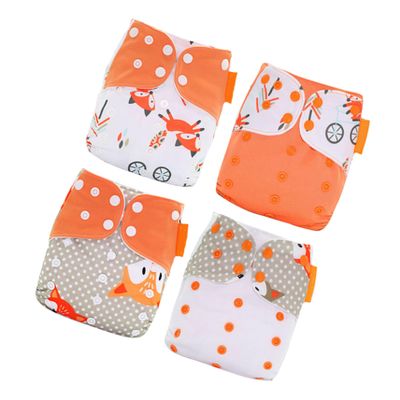 PAMINGONO Washable Baby Diapers for Newborns, Polyester, 4-Pack