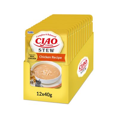 INABA Ciao Entre Stew Wet Cat Food, Complete & Balanced, 12 x 40 g