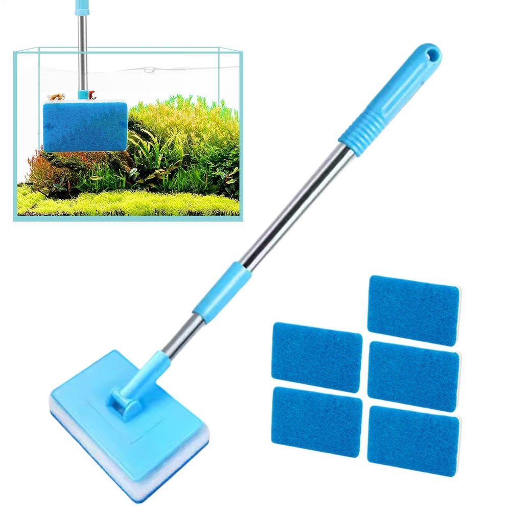 Aquarium Cleaning Brush, Telescopic Fish Tank Glass Cleaner