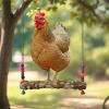 Chicken Toy for Coop, Non-Slip Wooden Bar view 3