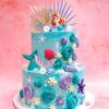 Mermaid Cake Decorations with Bubbles and Starfish view 4