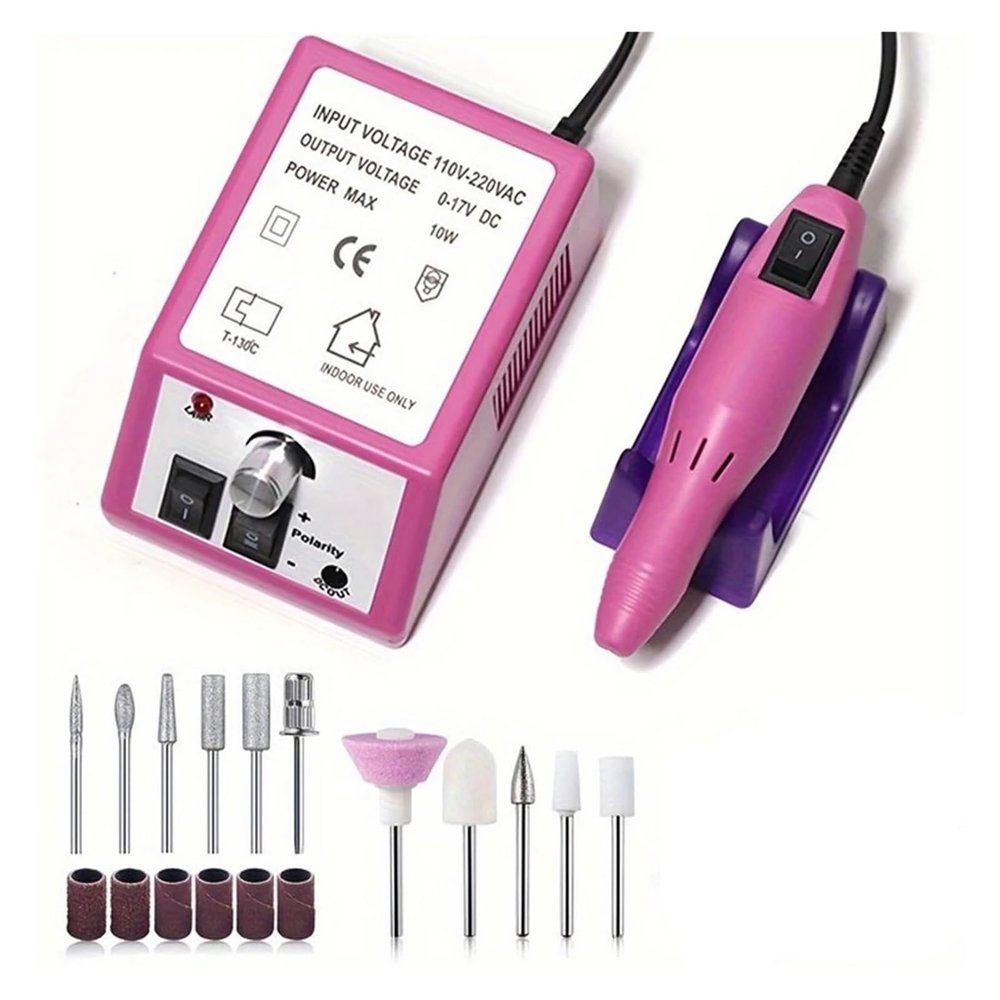 20,000 RPM Electric Nail Drill Machine Set, Rose Red