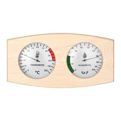 Sauna Thermometer and Hygrometer with Glass Cover