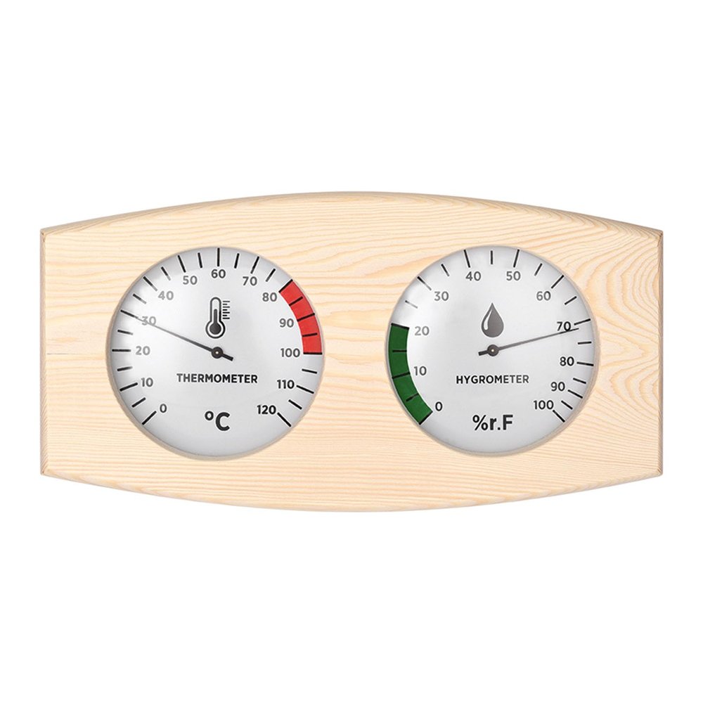 Sauna Thermometer and Hygrometer with Glass Cover