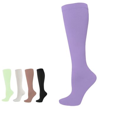 Kuisoe Mevery Compression Socks for Women, Mevery Classic Compression Socks for Women and Men, Thick-Calf Design with Non-Slip Cuff (Purple, 3 Pairs, M)