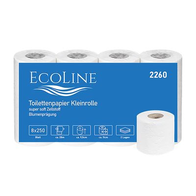 VEPATIM EcoLine 320-Roll Toilet Paper, 2-Ply, 250 Sheets per Roll, 9.5 x 11 cm, Flower Embossing, FSC