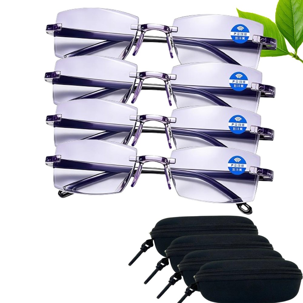 Automatic Vision-Adjusting Glasses with Case, Autofocus Self-Adjusting Glasses, Adaptive Liquid Crystal Focus Glasses for Women and Men (4*A, 1.0X)