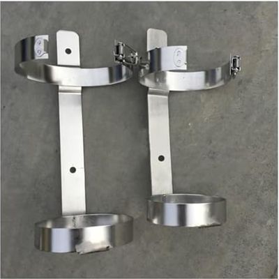 GHFXSCV Gas Cylinder Holder, Stainless Steel Floor Stand for Oxygen Cylinders, Storage Compartment, 2 Pieces, 14 cm Diameter