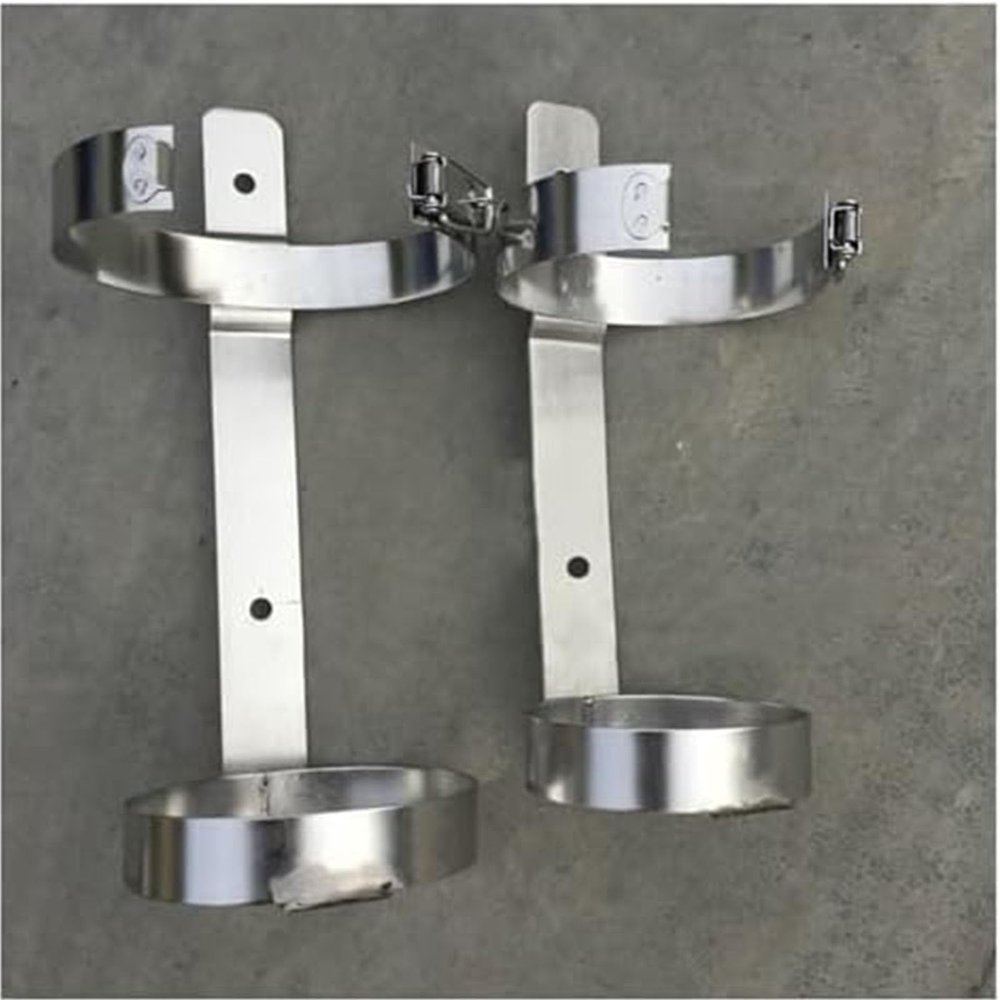 GHFXSCV Gas Cylinder Holder, Stainless Steel Floor Stand for Oxygen Cylinders, Storage Compartment, 2 Pieces, 14 cm Diameter