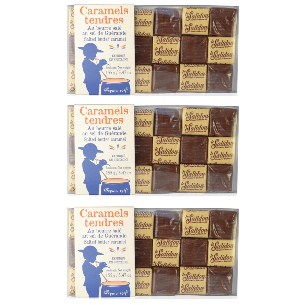 La Maison d'Armorine Salted Butter Caramels from France + FeinWert eBook (3 x 155 g)