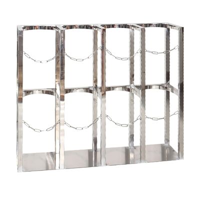 GHFXSCV Stainless Steel Oxygen Cylinder Cart, 60 cm Tall, with Double Safety Chain and Shelf, 25 cm L × 45 cm W