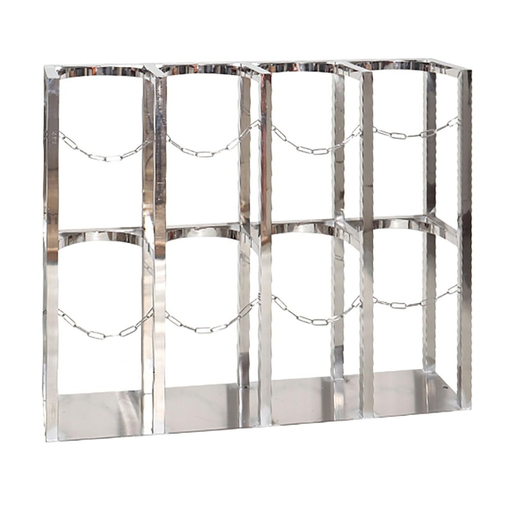 GHFXSCV Stainless Steel Oxygen Cylinder Cart, 60 cm Tall, with Double Safety Chain and Shelf, 25 cm L × 45 cm W