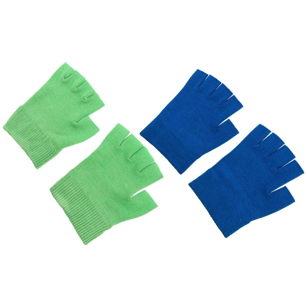Moisturizing Fingerless Fabric Gloves, 2 Pairs, Blue