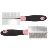 Walmeck Double-Sided Stainless Steel Pet Comb, Wide and Fine Teeth, Pink, 18.5 x 5 cm view 3
