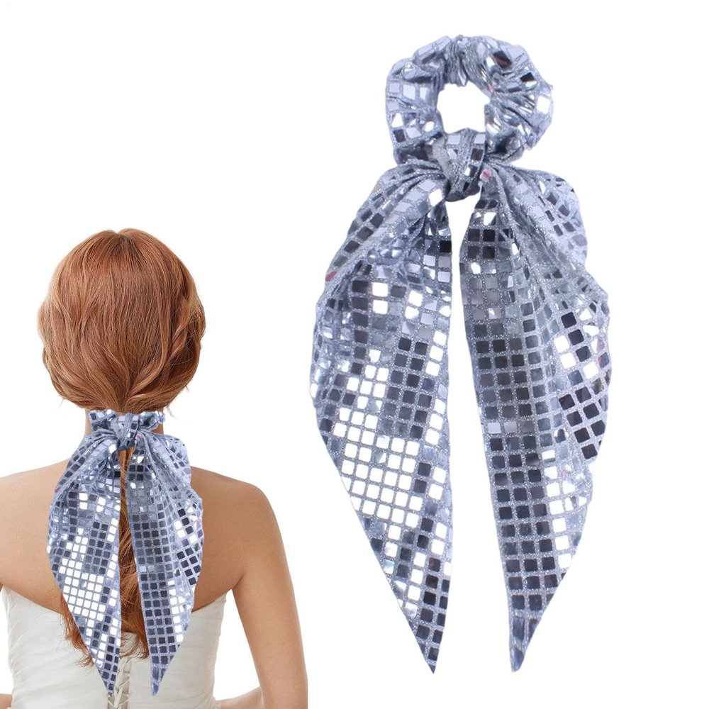 Sequin Hair Ties with Bow, Trendy Ponytail Holders