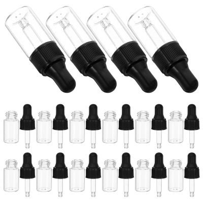 Toyvian 20-Pack 3 mL Glass Dropper Bottles with Black PP Caps for Essential Oils and Skin Care, Precise Dosing, Convenient for Office and Travel