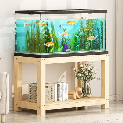 Solid Wood Aquarium Stand, 2-Tier Heavy-Duty Rack, 30–150 cm Wide