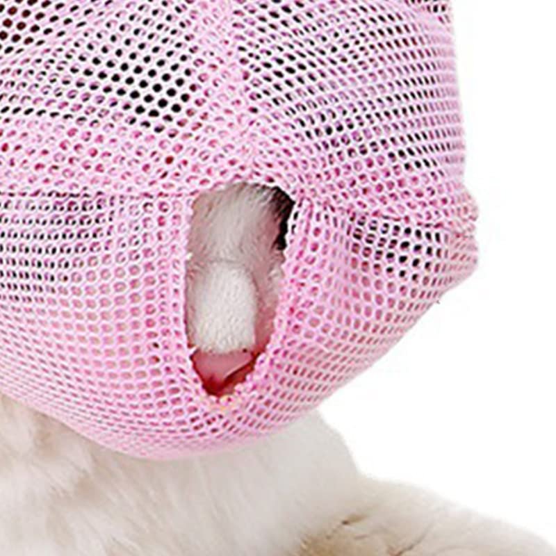 Prevessel Cat Muzzle, Breathable Mesh Fabric, Bite Resistant for Cats, Adjustable Neck and Head Size, Essential Grooming Accessory (Pink)