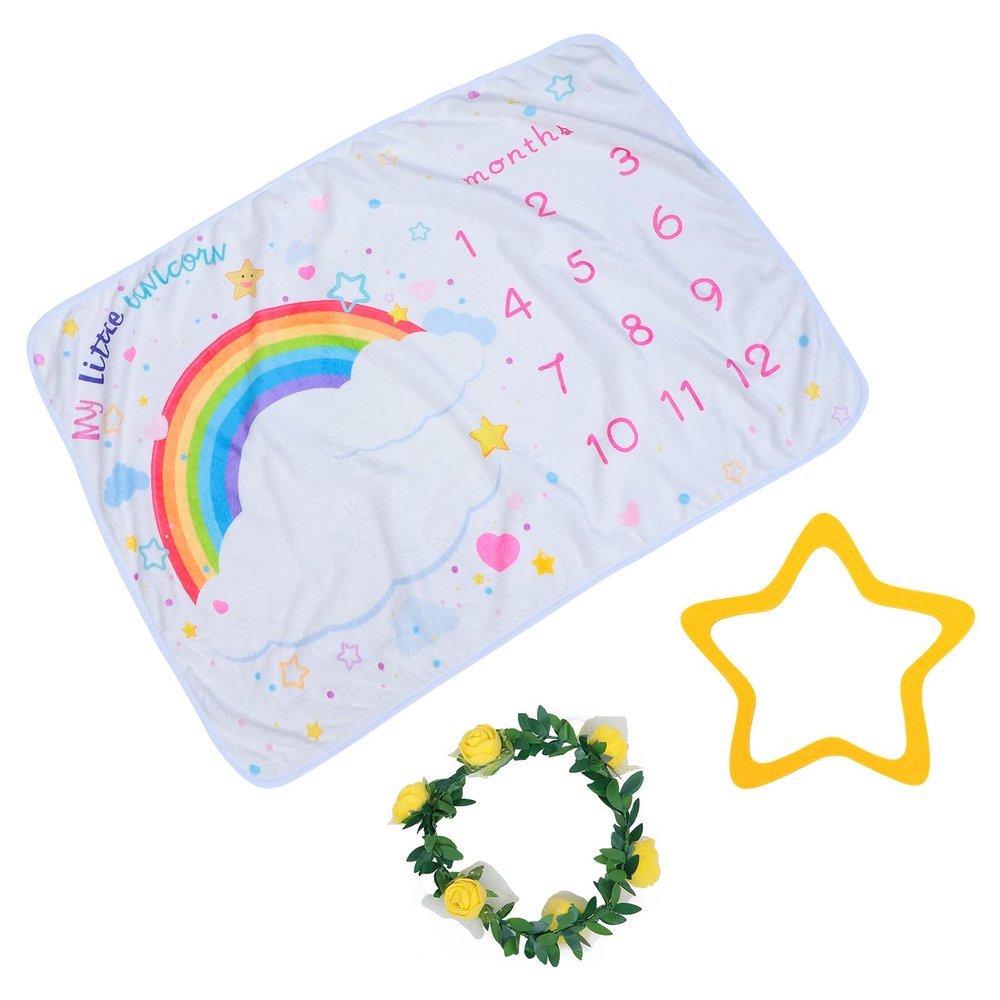 White Flannel Newborn Photo Milestone Blanket