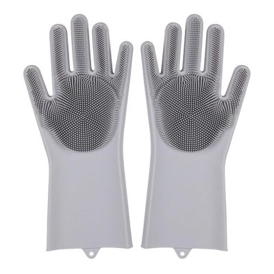BCJMKDX Cleaning and Dishwashing Gloves, Waterproof and Insulated, Gray