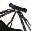 Summer Lace Lingerie Corset Set with Strappy Harness, Black, S view 3