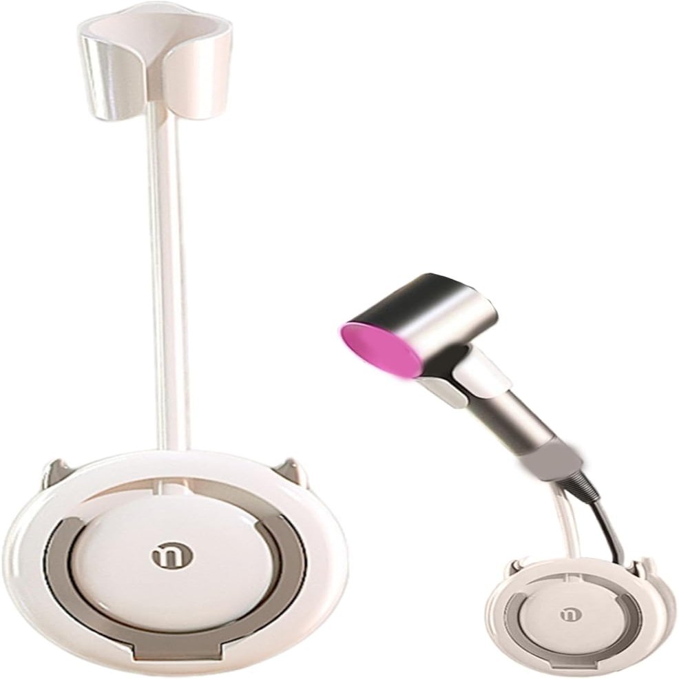 Wall-Mount Hair Dryer Holder with Flexible Neck, 12.7 x 33.1 cm