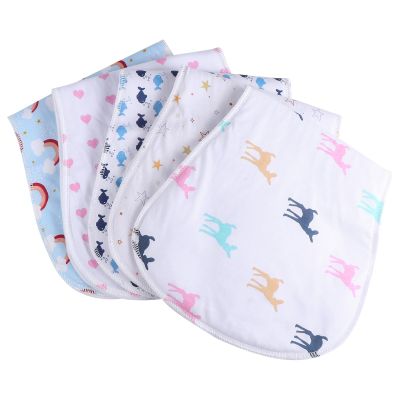 OSOLADY Absorbent Cotton Burp Cloths, 5-Pack, Assorted Styles