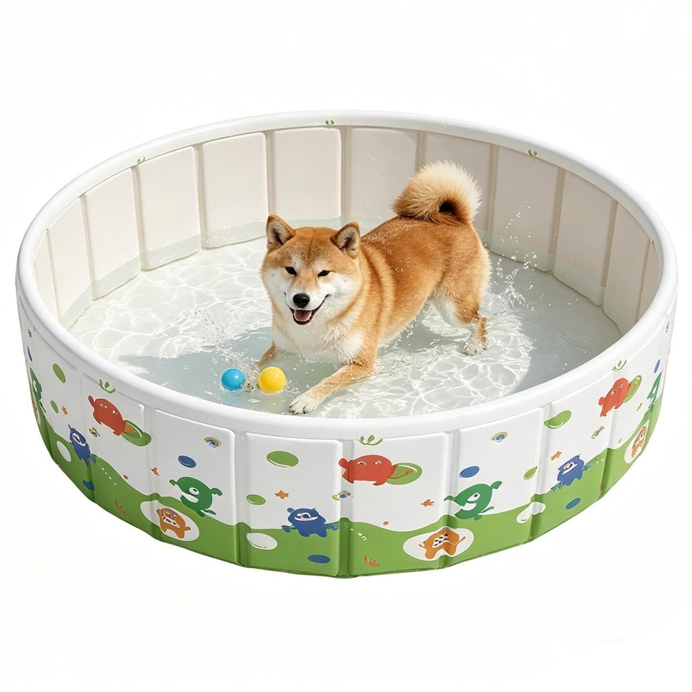 Foldable Dog Pool 90 x 45 cm with Drain Pipe