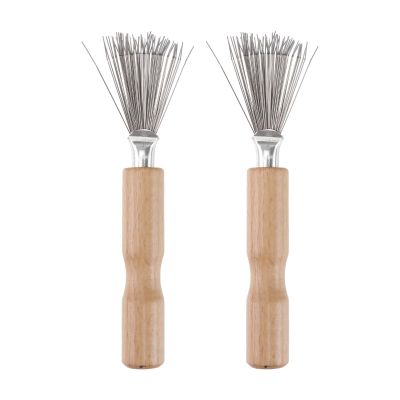 2-Piece Comb Cleaning Claw Set with Wooden Handles for Metal Combs