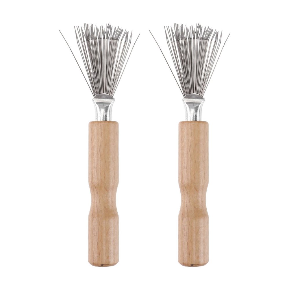 2-Piece Comb Cleaning Claw Set with Wooden Handles for Metal Combs