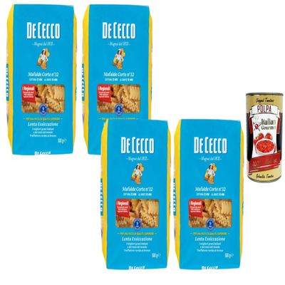 Italian Gourmet Mafalde Corte No. 32 Wavy Pasta, Al Dente, 4 x 500 g