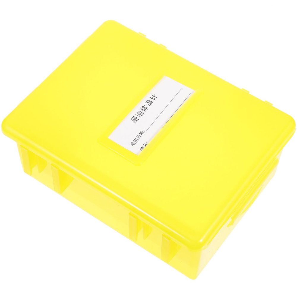 TOGEVAL Yellow Plastic Thermometer Storage Box with Space-Saving Design and Drying Function for Home Use