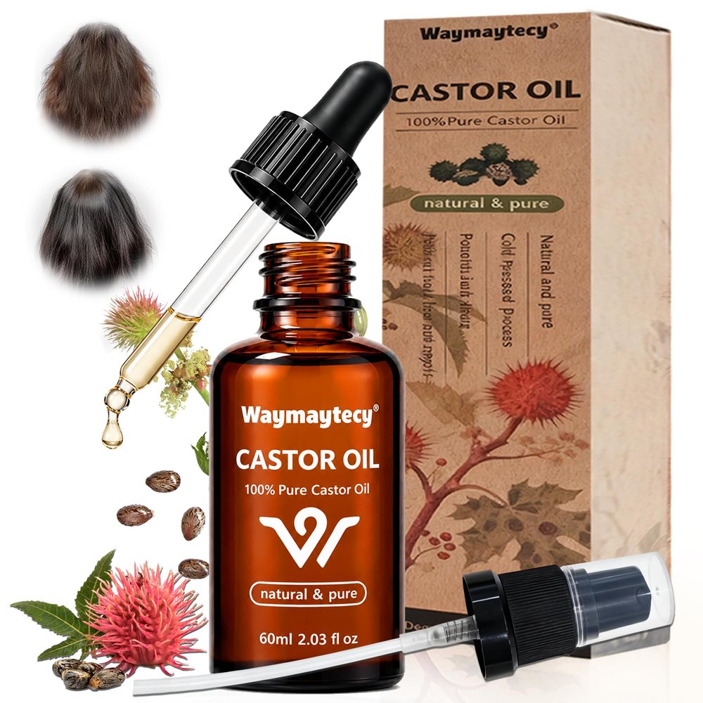 60 ml Pure Castor Oil for Hair Growth, Cold-Pressed Organic Castor Oil for Hair Masks, Conditioning and DIY Cosmetics