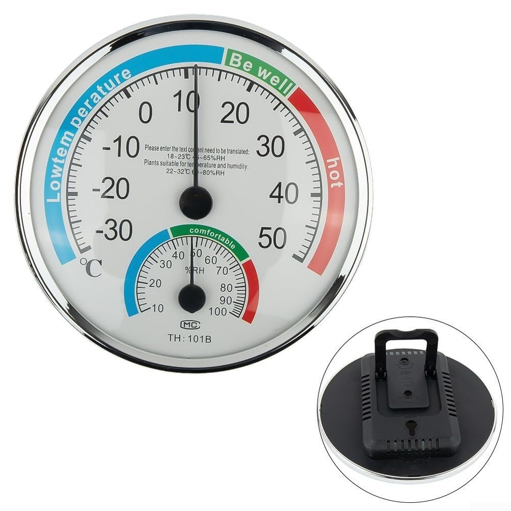 Analog Hygrometer, White, with Stand and Wall Mounting, 1 Count