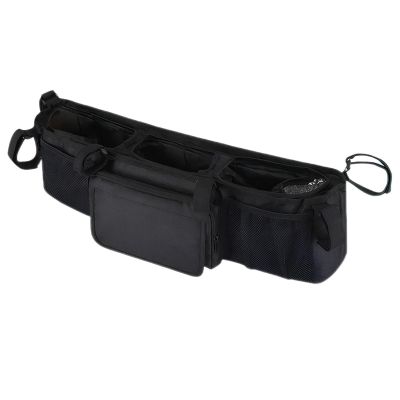 Double Stroller Drink Holder, Spacious Waterproof Organizer with Three Compartments