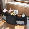 Double Stroller Drink Holder, Spacious Waterproof Organizer with Three Compartments view 2