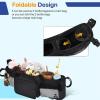 Double Stroller Drink Holder, Spacious Waterproof Organizer with Three Compartments view 4