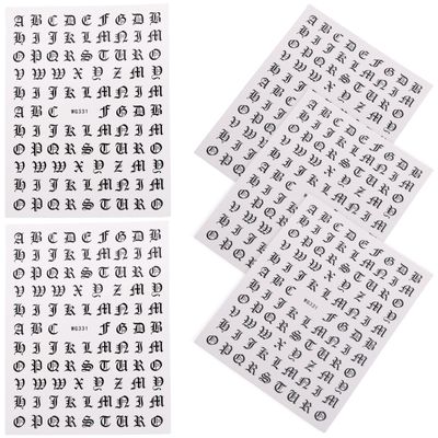 Abaodam Self-Adhesive Letter Nail Stickers, 5 Sheets, Black PVC